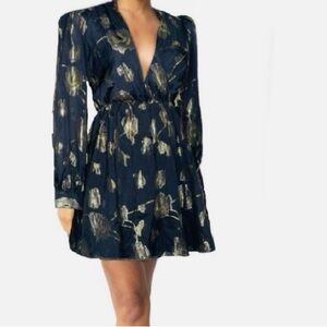 Express Black and Gold Long Sleeve Dress